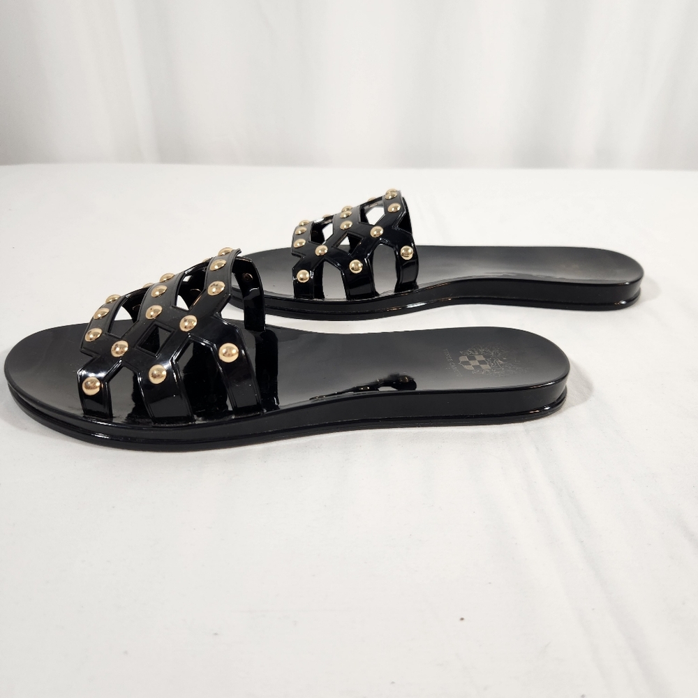 Vince Camuto Black Gold Studded Women's Slide Sandals Size 9 - Picture 3 of 6